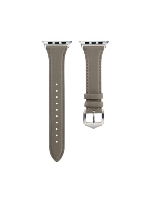 Genuine Leather Smart Watch Band Strap Replacement for Apple Watch Series 10 46mm / Ultra 2 Ultra 49mm / 9 8 7 45mm / SE (2023) SE (2022) SE 6 5 4 44mm / 3 2 1 42mm - Grey