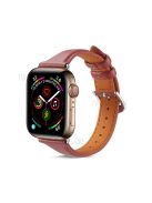 Genuine Leather Smart Watch Band Strap Replacement for Apple Watch Series 10 46mm / Ultra 2 Ultra 49mm / 9 8 7 45mm / SE (2023) SE (2022) SE 6 5 4 44mm / 3 2 1 42mm - Wine Red