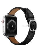 Genuine Leather Smart Watch Strap Metal Buckle Wristband for Apple Watch Series 10 42mm / 9 8 7 41mm / 6 5 4 SE SE (2022) SE (2023) 40mm / 3 2 1 38mm - Black / Silver Buckle