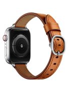 Genuine Leather Smart Watch Strap Metal Buckle Wristband for Apple Watch Series 10 42mm / 9 8 7 41mm / 6 5 4 SE SE (2022) SE (2023) 40mm / 3 2 1 38mm - Brown / Silver Buckle