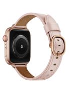 Genuine Leather Smart Watch Strap Metal Buckle Wristband for Apple Watch Series 10 42mm / 9 8 7 41mm / 6 5 4 SE SE (2022) SE (2023) 40mm / 3 2 1 38mm - Pink / Rose SE(2022) Gold Buckle