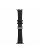 Genuine Leather Smart Watch Strap [Silver Buckle] for Apple Watch Series 10 42mm / 9 8 7 41mm / 6 5 4 SE SE (2022) SE (2023) 40mm / 3 2 1 38mm - Black