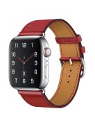 Genuine Leather Watch Band for Apple Watch Series 10 42mm / 9 8 7 41mm / SE (2023) SE (2022) SE 6 5 4 40mm / 3 2 1 38mm - Red