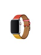 Genuine Leather Watch Band for Apple Watch Series 10 42mm / 9 8 7 41mm / SE (2023) SE (2022) SE 6 5 4 40mm / 3 2 1 38mm - Red / Yellow