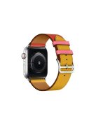 Genuine Leather Watch Band for Apple Watch Series 10 42mm / 9 8 7 41mm / SE (2023) SE (2022) SE 6 5 4 40mm / 3 2 1 38mm - Red / Yellow