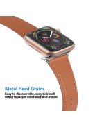 Genuine Leather Watch Band for Apple Watch Series 8 45mm / Ultra 49mm / Ultra 2 49mm / Series 9 45mm / SE (2023) 44mm / 7 45mm / Series 6 / SE / SE / SE (2022) 44m / 5 / 4 44mm / Series 1 / 2 / 3 Watch 42mm - Brown