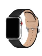 Genuine Leather Watch Band Replacement for Apple Watch Series 10 42mm / 9 8 7 41mm / 6 5 4 SE SE (2022) SE (2023) 40mm / 3 2 1 38mm - Black