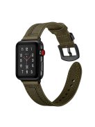 Genuine Leather Watch Band Strap for Apple Watch Series 10 42mm / 9 8 7 41mm / SE (2023) SE (2022) SE 6 5 4 40mm / 3 2 1 38mm - Army Green