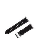 Genuine Leather Watch Band with Classical Buckle for Apple Watch Series 8 45mm / Ultra 49mm / Ultra 2 49mm / Series 9 45mm / SE (2023) 44mm / 7 45mm / Series 6 / SE / SE (2022) 44m / 5 / 4 44mm / Series 3 2 1 Watch 42mm - Black