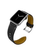 Genuine Leather Watch Band with Classical Buckle for Apple Watch Series 8 45mm / Ultra 49mm / Ultra 2 49mm / Series 9 45mm / SE (2023) 44mm / 7 45mm / Series 6 / SE / SE (2022) 44m / 5 / 4 44mm / Series 3 2 1 Watch 42mm - Black