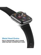 Genuine Leather Watch Strap for Apple Watch Series 10 42mm / 9 8 7 41mm / 6 5 4 SE SE (2022) SE (2023) 40mm / 3 2 1 38mm - Black