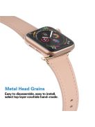 Genuine Leather Watch Strap for Apple Watch Series 10 42mm / 9 8 7 41mm / 6 5 4 SE SE (2022) SE (2023) 40mm / 3 2 1 38mm - Pink