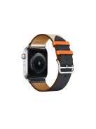 Genuine Leather Watch Strap for Apple Watch Series 10 42mm / 9 8 7 41mm / SE (2023) SE (2022) SE 6 5 4 40mm / 3 2 1 38mm - White / Dark Blue