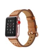 Genuine Leather Watch Strap Smart Watch Band Watchband for Apple Watch Series 10 46mm / Ultra 2 Ultra 49mm / 9 8 7 45mm / SE (2023) SE (2022) SE 6 5 4 44mm / 3 2 1 42mm - Brown