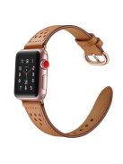 Genuine Leather Watch Strap Smart Watch Band Watchband for Apple Watch Series 10 46mm / Ultra 2 Ultra 49mm / 9 8 7 45mm / SE (2023) SE (2022) SE 6 5 4 44mm / 3 2 1 42mm - Brown