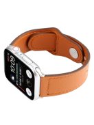 Genuine Leather Watch Strap Smart Watch Band Watchband with Rivet Fastener for Apple Watch Series 10 46mm / Ultra 2 Ultra 49mm / 9 8 7 45mm / SE (2023) SE (2022) SE 6 5 4 44mm / 3 2 1 42mm -Brown