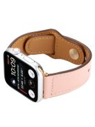 Genuine Leather Watch Strap Smart Watch Band Watchband with Rivet Fastener for Apple Watch Series 10 46mm / Ultra 2 Ultra 49mm / 9 8 7 45mm / SE (2023) SE (2022) SE 6 5 4 44mm / 3 2 1 42mm -Light Pink