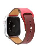 Genuine Leather Watch Strap Smart Watch Band Watchband with Rivet Fastener for Apple Watch Series 10 46mm / Ultra 2 Ultra 49mm / 9 8 7 45mm / SE (2023) SE (2022) SE 6 5 4 44mm / 3 2 1 42mm -Red