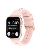 Genuine Leather Watch Strap Smart Watch Band Watchband with Rose Gold Fastener for Apple Watch Series 10 46mm / Ultra 2 Ultra 49mm / 9 8 7 45mm / SE (2023) SE (2022) SE 6 5 4 44mm / 3 2 1 42mm -Light Pink