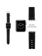 Genuine Leather Watch Wrist Bracelet for Apple Watch Series 10 46mm / Ultra 2 Ultra 49mm / 9 8 7 45mm / SE (2023) SE (2022) SE 6 5 4 44mm / 3 2 1 42mm - Black