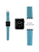 Genuine Leather Watch Wrist Bracelet for Apple Watch Series 10 46mm / Ultra 2 Ultra 49mm / 9 8 7 45mm / SE (2023) SE (2022) SE 6 5 4 44mm / 3 2 1 42mm - Dark Blue