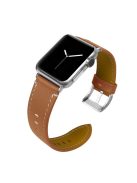 Genuine Leather Watch Wrist Bracelet for Apple Watch Series 10 46mm / Ultra 2 Ultra 49mm / 9 8 7 45mm / SE (2023) SE (2022) SE 6 5 4 44mm / 3 2 1 42mm - Dark Brown