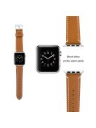 Genuine Leather Watch Wrist Bracelet for Apple Watch Series 10 46mm / Ultra 2 Ultra 49mm / 9 8 7 45mm / SE (2023) SE (2022) SE 6 5 4 44mm / 3 2 1 42mm - Dark Brown