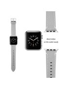 Genuine Leather Watch Wrist Bracelet for Apple Watch Series 10 46mm / Ultra 2 Ultra 49mm / 9 8 7 45mm / SE (2023) SE (2022) SE 6 5 4 44mm / 3 2 1 42mm - Grey