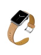 Genuine Leather Watch Wrist Bracelet for Apple Watch Series 10 46mm / Ultra 2 Ultra 49mm / 9 8 7 45mm / SE (2023) SE (2022) SE 6 5 4 44mm / 3 2 1 42mm - Light Brown