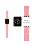 Genuine Leather Watch Wrist Bracelet for Apple Watch Series 10 46mm / Ultra 2 Ultra 49mm / 9 8 7 45mm / SE (2023) SE (2022) SE 6 5 4 44mm / 3 2 1 42mm - Pink