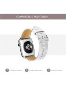 Genuine Leather Watch Wrist Bracelet for Apple Watch Series 10 46mm / Ultra 2 Ultra 49mm / 9 8 7 45mm / SE (2023) SE (2022) SE 6 5 4 44mm / 3 2 1 42mm - White