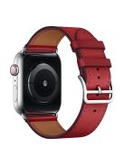 Genuine Leather Watch Wrist Strap for Apple Watch Series 10 46mm / Ultra 2 Ultra 49mm / 9 8 7 45mm / SE (2023) SE (2022) SE 6 5 4 44mm / 3 2 1 42mm - Red