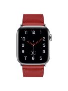 Genuine Leather Watch Wrist Strap for Apple Watch Series 10 46mm / Ultra 2 Ultra 49mm / 9 8 7 45mm / SE (2023) SE (2022) SE 6 5 4 44mm / 3 2 1 42mm - Red