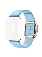 Genuine Leather Watchband Strap with Magnetic Buckle for Apple Watch Series 10 42mm / 9 8 7 41mm / SE (2023) SE (2022) SE 6 5 4 40mm / 3 2 1 38mm - Baby Blue