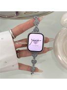 Glitter Heart Watch Strap for Apple Watch Series 10 42mm / 9 8 7 41mm / 6 5 4 SE (2022) SE (2023) SE 40mm / 3 2 1 38mm Zinc Alloy Band - Silver