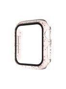 Glittery PC Frame Intergrated Tempered Glass Screen Protector Smart Watch Case for Apple Watch SE / SE (2022) 44m / Series 6 / 5 / 4 44mm - Red