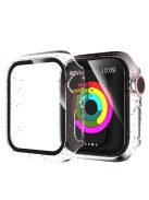 Glittery PC Frame Intergrated Tempered Glass Screen Protector Smart Watch Case for Apple Watch SE / SE (2022) 44m / Series 6 / 5 / 4 44mm - Red