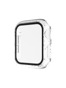 Glittery PC Frame Intergrated Tempered Glass Screen Protector Smart Watch Case for Apple Watch SE / SE (2022) 44m / Series 6 / 5 / 4 44mm - Silver