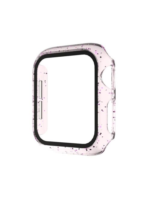 Glittery PC Frame Intergrated Tempered Glass Screen Protector Smart Watch Cover for Apple Watch Series 6/SE/5/4 40mm - Purple