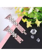 Glittery Rhinestones Decor Stainless Steel Replacement Watch Band Wrist Strap for Apple Watch Series 10 46mm / Ultra 2 Ultra 49mm / 9 8 7 45mm / SE (2023) SE (2022) SE 6 5 4 44mm / 3 2 1 42mm - Rose Pink