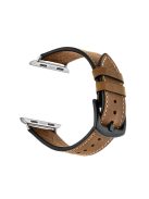 Grid Style Crazy Horse Skin Genuine Leather Smart Watch Strap for Apple Watch Series 10 46mm / Ultra 2 Ultra 49mm / 9 8 7 45mm / SE (2023) SE (2022) SE 6 5 4 44mm / 3 2 1 42mm