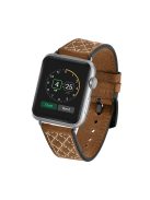 Grid Style Crazy Horse Skin Genuine Leather Smart Watch Strap for Apple Watch Series 10 46mm / Ultra 2 Ultra 49mm / 9 8 7 45mm / SE (2023) SE (2022) SE 6 5 4 44mm / 3 2 1 42mm