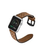 Grid Style Crazy Horse Skin Genuine Leather Smart Watch Strap for Apple Watch Series 10 46mm / Ultra 2 Ultra 49mm / 9 8 7 45mm / SE (2023) SE (2022) SE 6 5 4 44mm / 3 2 1 42mm