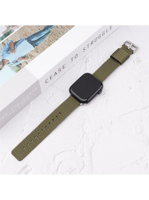 Grids Texture Nylon Strap for Apple Watch 10 46mm / Ultra 2 / Ultra 49mm / 9 8 7 45mm / SE (2023) SE (2022) SE 6 5 4 44mm / 3 2 1 42mm Wrist Band - Army Green