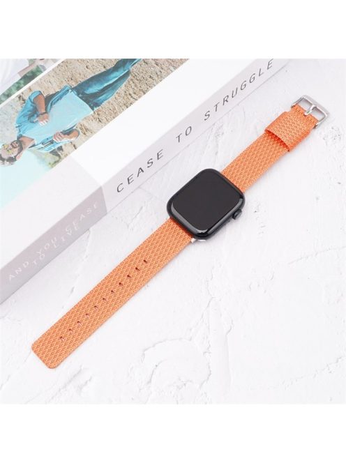 Grids Texture Nylon Strap for Apple Watch 10 46mm / Ultra 2 / Ultra 49mm / 9 8 7 45mm / SE (2023) SE (2022) SE 6 5 4 44mm / 3 2 1 42mm Wrist Band - Orange