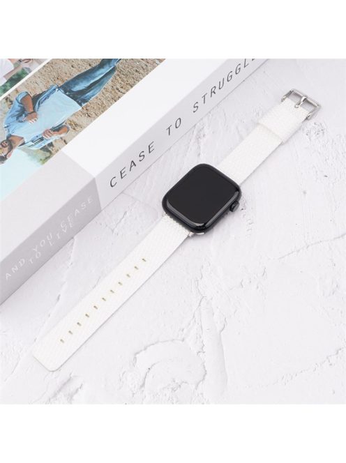 Grids Texture Nylon Strap for Apple Watch 10 46mm / Ultra 2 / Ultra 49mm / 9 8 7 45mm / SE (2023) SE (2022) SE 6 5 4 44mm / 3 2 1 42mm Wrist Band - White