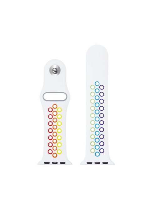 Holes Style Rainbow Silicone Watch Strap for Apple Watch Series 8 45mm / Ultra 49mm / Ultra 2 49mm / Series 9 45mm / SE (2023) 44mm / 7 45mm / Series 4 / 5 / 6 / SE / SE (2022) 44m / Series 3 2 1 42mm