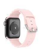 Horizontal Stripes Watch Band Silicone Adjustable Wrist Strap Replacement for Apple Watch Series 10 42mm / 9 8 7 41mm / 6 5 4 SE SE (2022) SE (2023) 40mm / 3 2 1 38mm - Light Pink