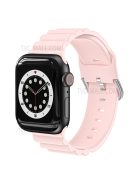 Horizontal Stripes Watch Band Silicone Adjustable Wrist Strap Replacement for Apple Watch Series 10 42mm / 9 8 7 41mm / 6 5 4 SE SE (2022) SE (2023) 40mm / 3 2 1 38mm - Light Pink