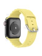 Horizontal Stripes Watch Band Silicone Adjustable Wrist Strap Replacement for Apple Watch Series 10 42mm / 9 8 7 41mm / 6 5 4 SE SE (2022) SE (2023) 40mm / 3 2 1 38mm - Yellow